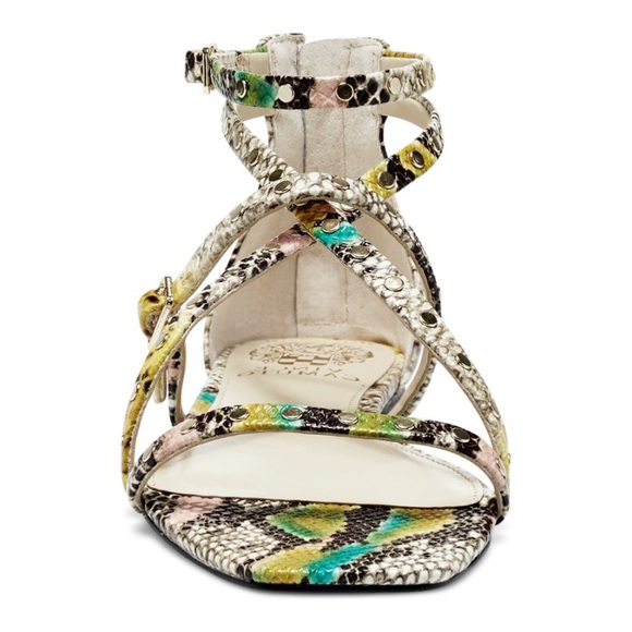 🆕{VINCE CAMUTO}Seseti Snakeskin Leather Studded Strappy Sandals - Picture 3 of 12